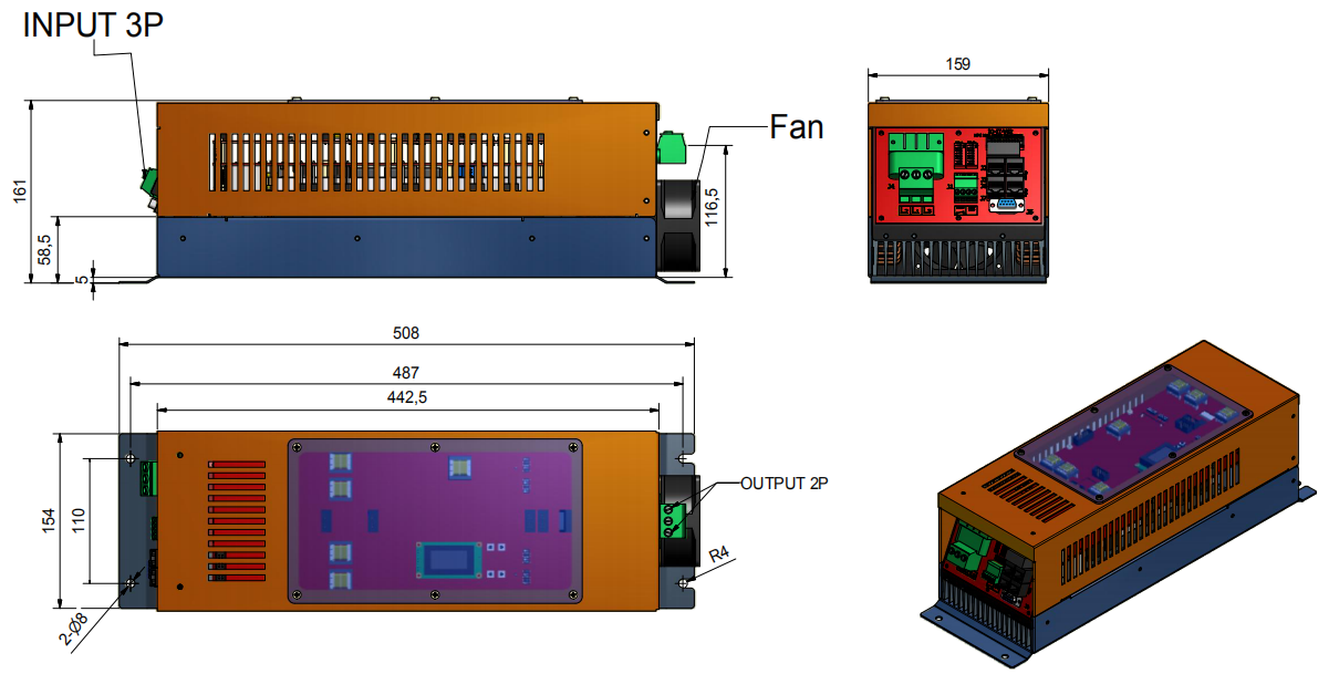 UV Bllasts Outline Drawing